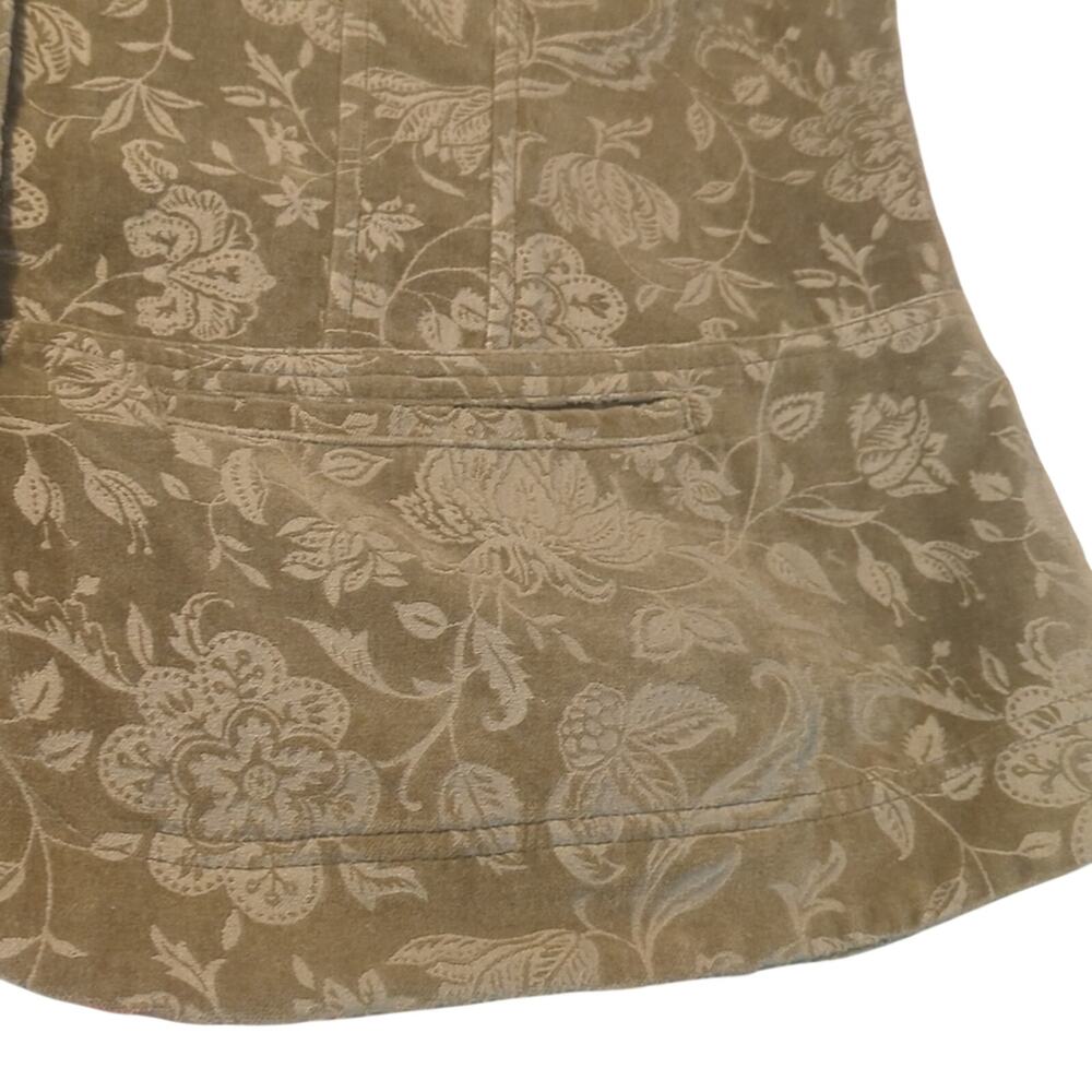 Vtg Talbots Tan Floral Embossed Velour 100% Cotton Unlined Blazer Plus Sz. 12W - Picture 8 of 9